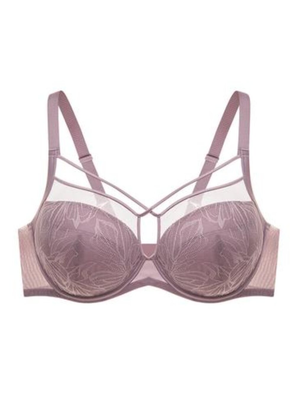 Understance Harper Lily Lace Flexwire strappy soft cup bra elderberry